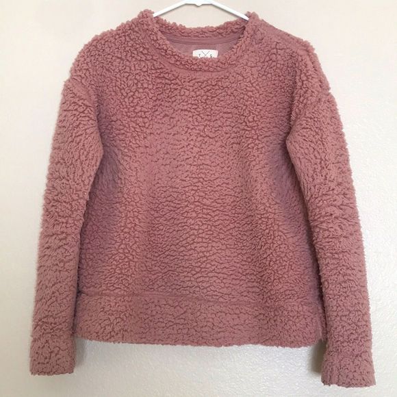 Pink Sherpa Plush Fleece Pull-Over Sweater - Picture 1 of 7